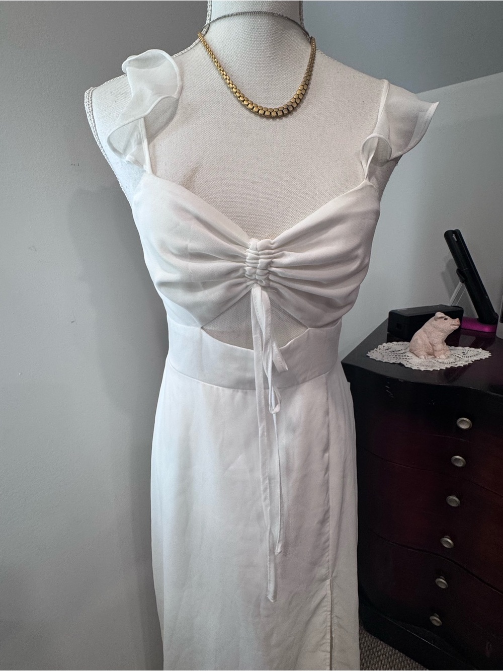 Lulu's White Backless Maxi Dress with Ruffle Straps - Picture 5 of 10